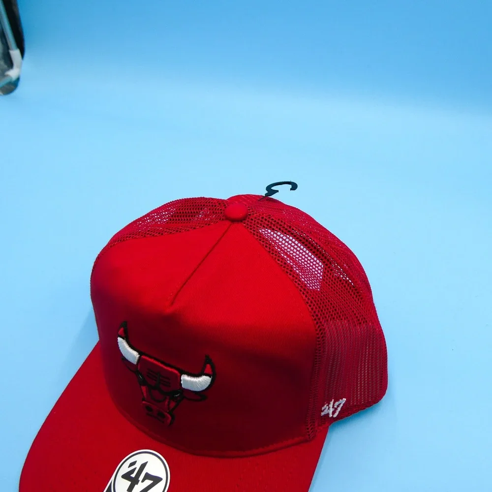 '47 Brand Hat Mens One Size 47 Hitch Chicago Bulls Red Mesh Snapback NBA‎ Cap